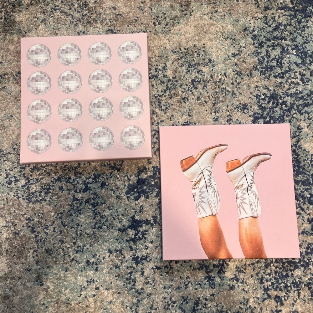 Pink Western Cowgirl Canvas Wall Art Set of 2 Disco Ball Boots Prints